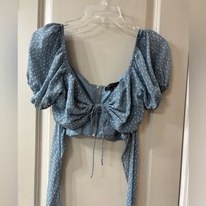 Cotton Candy LA Blue and White Crop Top